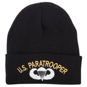 US Paratrooper Design Embroidered 12 Inch Long Knitted Beanie