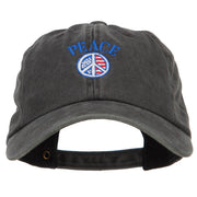 Peace with USA Flag Embroidered Unstructured Cap