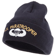 US Paratrooper Design Embroidered 12 Inch Long Knitted Beanie