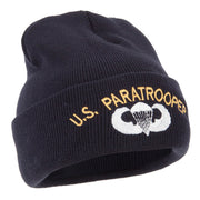 US Paratrooper Design Embroidered 12 Inch Long Knitted Beanie