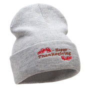 Happy Thanksgiving Embroidered Knitted Long Beanie