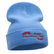 Happy Thanksgiving Embroidered Knitted Long Beanie