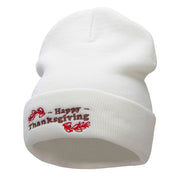 Happy Thanksgiving Embroidered Knitted Long Beanie