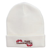 Happy Thanksgiving Embroidered Knitted Long Beanie