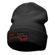 Happy Thanksgiving Embroidered Knitted Long Beanie