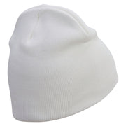 Mount Fuji Logo Embroidered 8 Inch Knitted Short Beanie - White OSFM