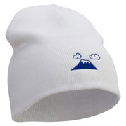 Mount Fuji Logo Embroidered 8 Inch Knitted Short Beanie - White OSFM