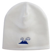 Mount Fuji Logo Embroidered 8 Inch Knitted Short Beanie - White OSFM