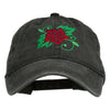 Christmas Poinsettia Flower Embroidered Washed Dyed Cap