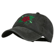 Christmas Poinsettia Flower Embroidered Washed Dyed Cap