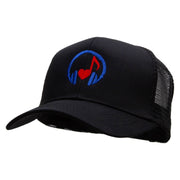 Music Love Note Embroidered High Profile Mesh Cap