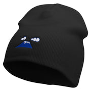 Mount Fuji Logo Embroidered 8 Inch Knitted Short Beanie - Black OSFM