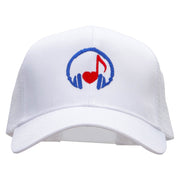 Music Love Note Embroidered High Profile Mesh Cap