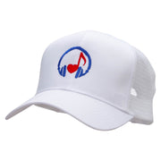 Music Love Note Embroidered High Profile Mesh Cap