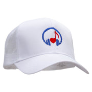 Music Love Note Embroidered High Profile Mesh Cap