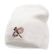 Artist Palette Embroidered 8 Inch Knitted Short Beanie