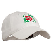 Christmas Poinsettia Flower Embroidered Washed Dyed Cap