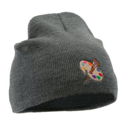 Artist Palette Embroidered 8 Inch Knitted Short Beanie