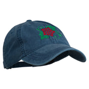 Christmas Poinsettia Flower Embroidered Washed Dyed Cap