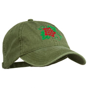 Christmas Poinsettia Flower Embroidered Washed Dyed Cap