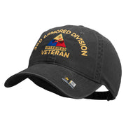 U.S. Army 3rd Armored Division Embroidered Washed Solid Pigment Dyed Cotton Twill Brass Buckle Cap - Black OSFM
