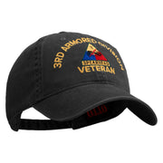 U.S. Army 3rd Armored Division Embroidered Washed Solid Pigment Dyed Cotton Twill Brass Buckle Cap - Black OSFM
