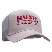 Music Life Embroidered Solid Cotton Prostyle Twill Mesh Cap