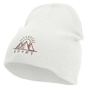 Egypt Pyramind Logo Embroidered 8 inch Acrylic Short Blank Beanie - White OSFM