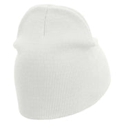 Egypt Pyramind Logo Embroidered 8 inch Acrylic Short Blank Beanie - White OSFM