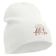 Egypt Pyramind Logo Embroidered 8 inch Acrylic Short Blank Beanie - White OSFM