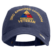 U.S. Army 3rd Armored Division Embroidered Washed Solid Pigment Dyed Cotton Twill Brass Buckle Cap - Navy OSFM