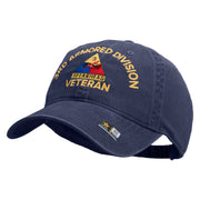 U.S. Army 3rd Armored Division Embroidered Washed Solid Pigment Dyed Cotton Twill Brass Buckle Cap - Navy OSFM