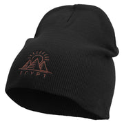 Egypt Pyramind Logo Embroidered 8 inch Acrylic Short Blank Beanie - Black OSFM