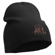 Egypt Pyramind Logo Embroidered 8 inch Acrylic Short Blank Beanie - Black OSFM