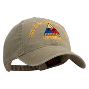 U.S. Army 3rd Armored Division Embroidered Washed Solid Pigment Dyed Cotton Twill Brass Buckle Cap - Khaki OSFM