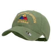 U.S. Army 3rd Armored Division Embroidered Washed Solid Pigment Dyed Cotton Twill Brass Buckle Cap - Olive OSFM