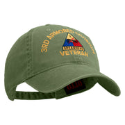 U.S. Army 3rd Armored Division Embroidered Washed Solid Pigment Dyed Cotton Twill Brass Buckle Cap - Olive OSFM