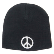 Peace Symbol Embroidered Short Beanie