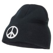 Peace Symbol Embroidered Short Beanie