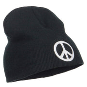 Peace Symbol Embroidered Short Beanie