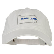 Pennsylvania with Map Outline Embroidered Washed Cotton Twill Cap