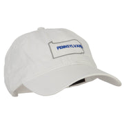 Pennsylvania with Map Outline Embroidered Washed Cotton Twill Cap