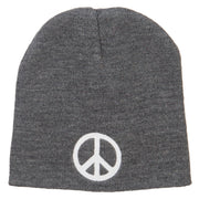 Peace Symbol Embroidered Short Beanie