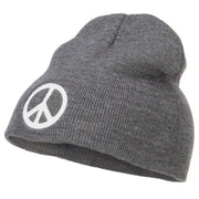 Peace Symbol Embroidered Short Beanie