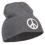 Peace Symbol Embroidered Short Beanie