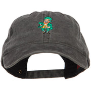 Happy Leprechaun Embroidered Washed Cotton Cap