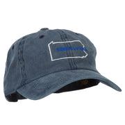 Pennsylvania with Map Outline Embroidered Washed Cotton Twill Cap