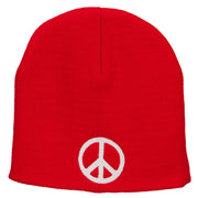 Peace Symbol Embroidered Short Beanie