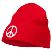 Peace Symbol Embroidered Short Beanie