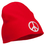 Peace Symbol Embroidered Short Beanie